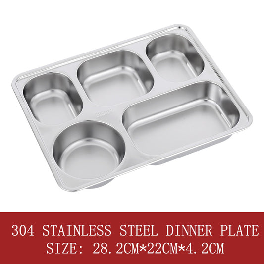 304 Deepened Five-grid Stainless Steel Dinner Plate