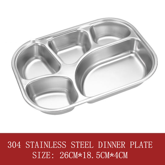 European style five-grid 304 stainless steel dinner plate