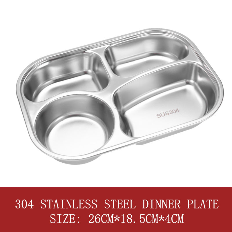 European style four-grid 304 stainless steel dinner plate