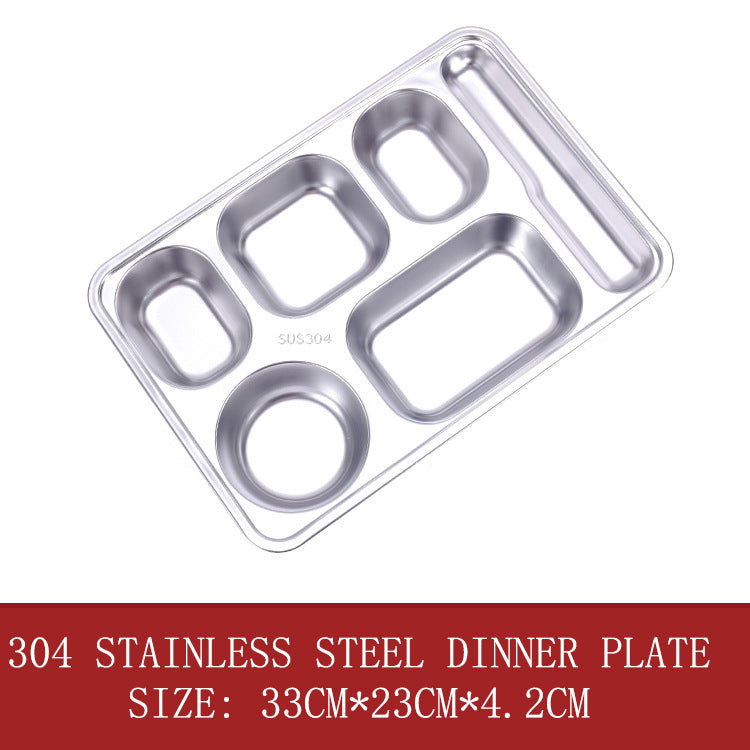 Extra large six-grid 304 stainless steel dinner plate