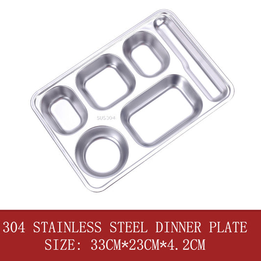 Extra large six-grid 304 stainless steel dinner plate