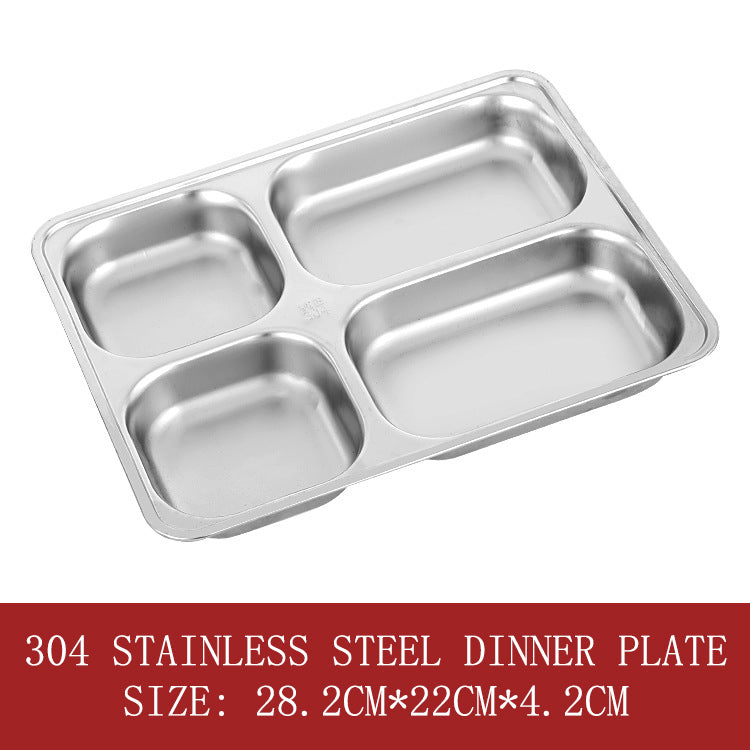 Four-grid stainless steel dinner plate