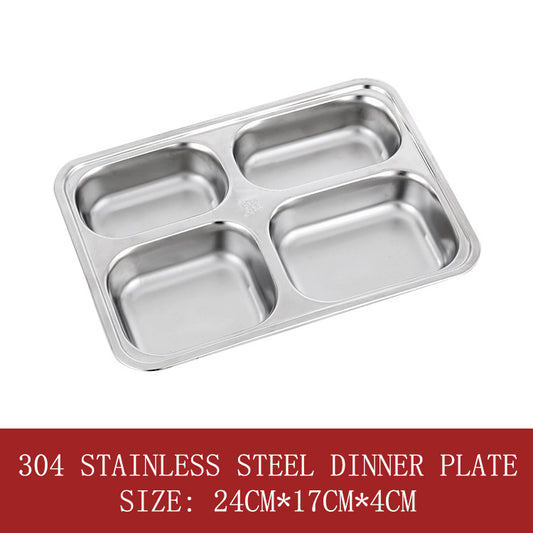 Small 304 stainless steel four-grid dinner plate