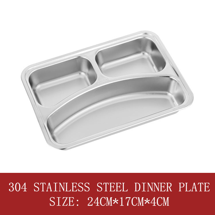 Small 304 stainless steel three-grid dinner plate