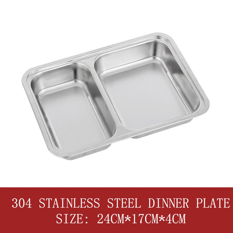 Small 304 stainless steel two-compartment dinner plate